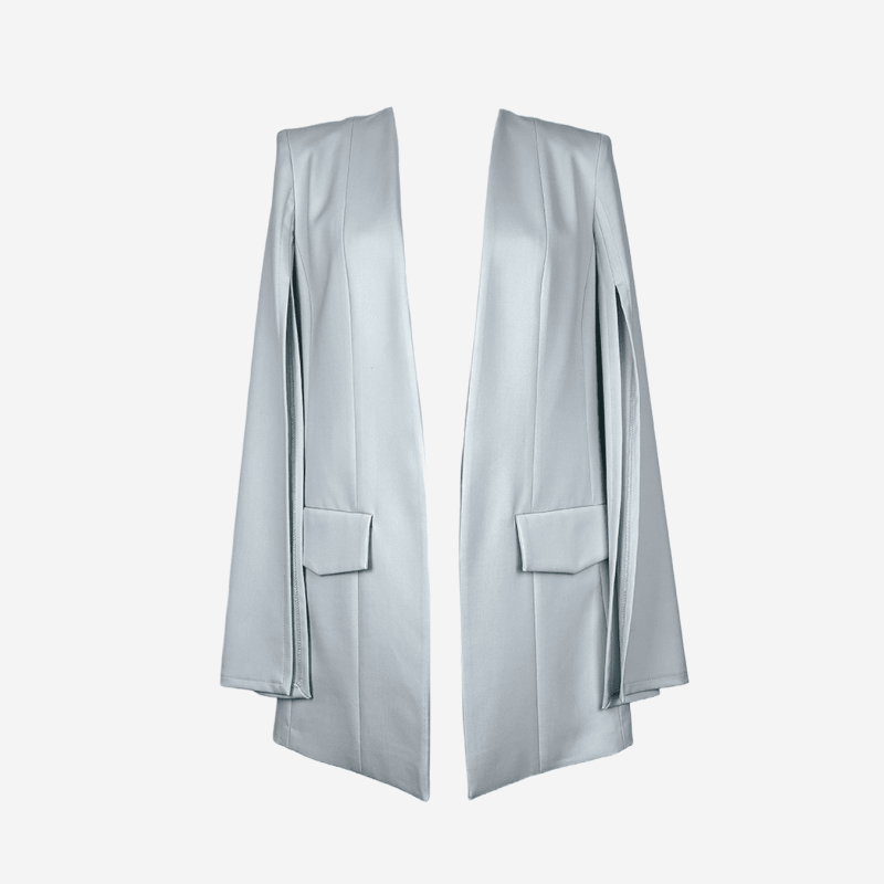 Elisabetta Franchi sky-blue cape blazer