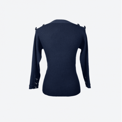 Pull Edward Achour bleu marine boutons dorés