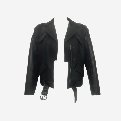 Veste en cuir Tom Ford noire coupe graphique