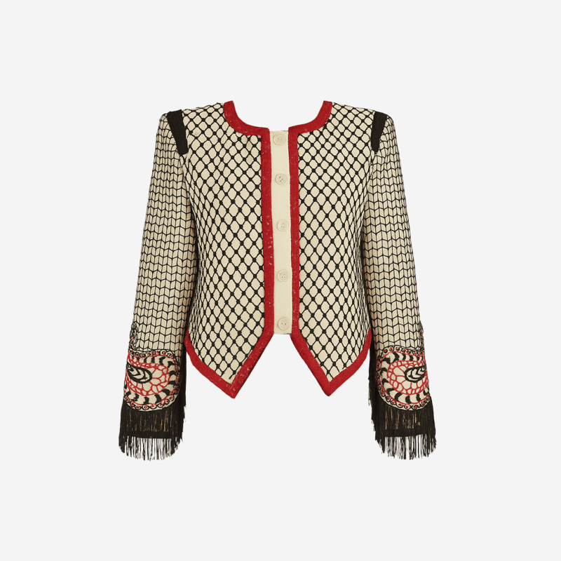 Red and black sequin Just Cavalli jacket.