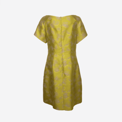 Natan yellow midi dress with pale pink floral pattern