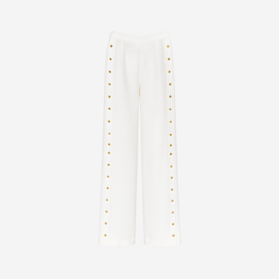 Pantalon Edward Achour blanc boutons dorés
