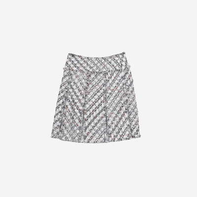 Edward Achour multicolored tweed midi skirt with lace