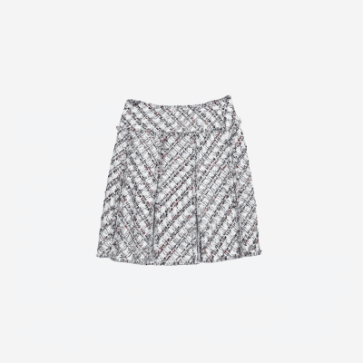 Edward Achour multicolored tweed midi skirt with lace