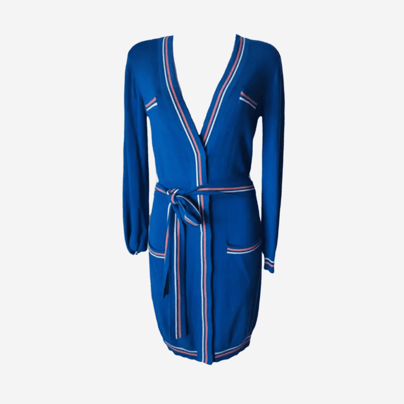 Elisabetta Franchi royal blue midi dress with belt.