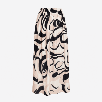 Jupe midi Emilio Pucci motif graphique rose et noir