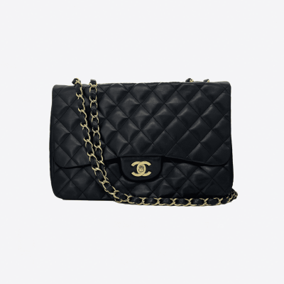 Sac porté épaule Chanel "Jumbo" Vintage noir