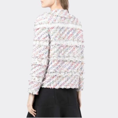 Veste en tweed Edward Achour tweed multicolore et dentelles