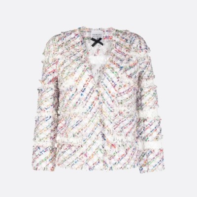Edward Achour multicolored tweed jacket with lace.