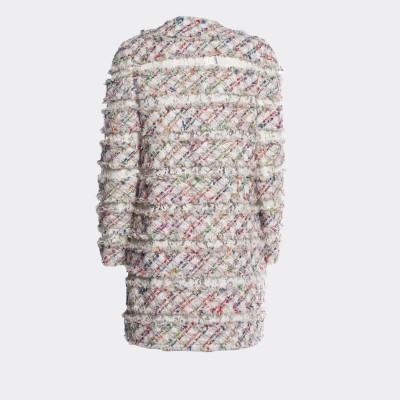 Veste en tweed Edward Achour mi-longue multicolore et dentelles