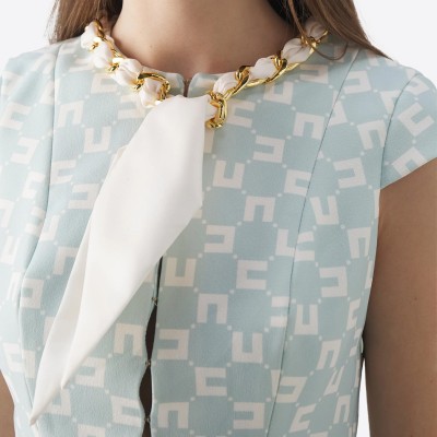 Robe courte Elisabetta Franchi imprimé géométrique et col bijou