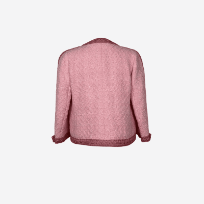 Veste en tweed Edward Achour rose boutons bijoux
