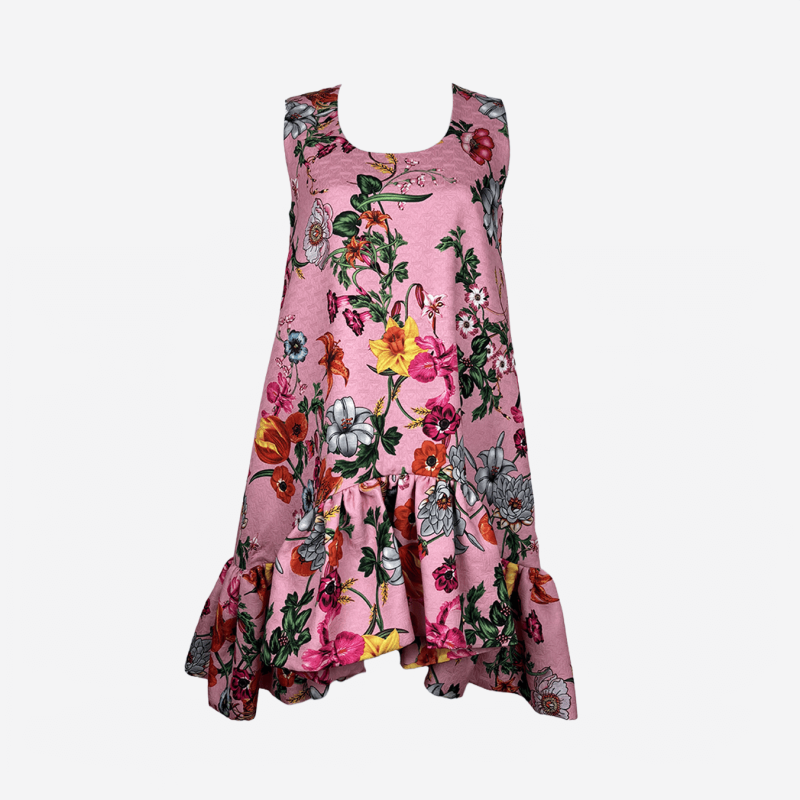 Robe courte Edward Achour rose imprimé floral