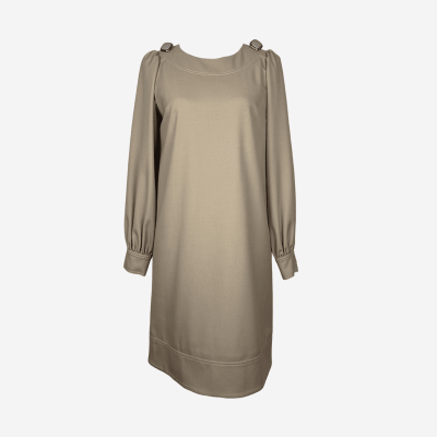 Robe courte Edward Achour beige détails bijoux