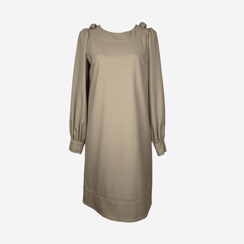 Robe courte Edward Achour beige détails bijoux