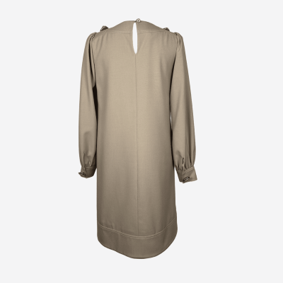 Robe courte Edward Achour beige détails bijoux