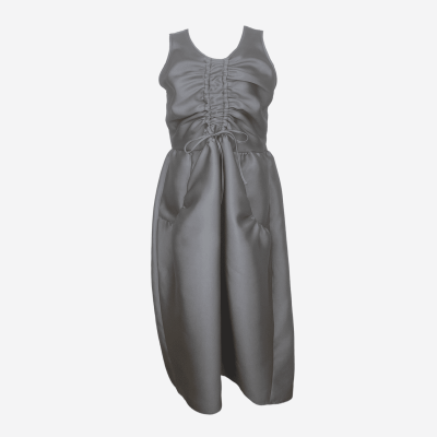 Ter et Bantine gray satin midi dress with gathers