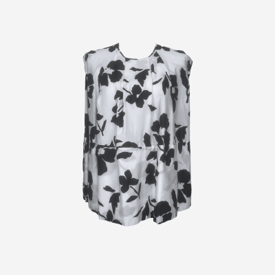 Blouse Ter et Bantine sans manches blanche imprimé floral noir
